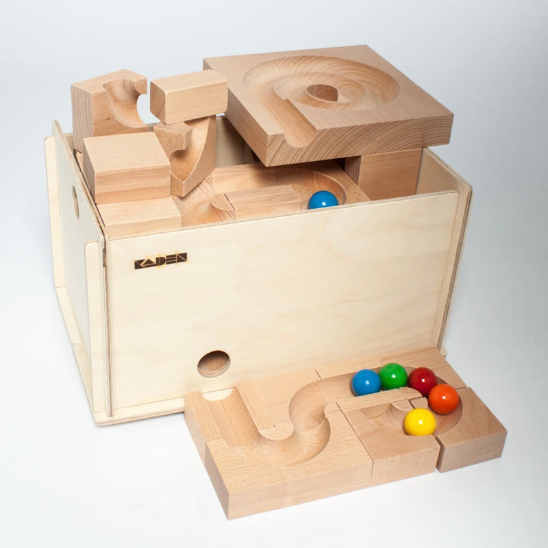 KADEN Marble Run S Mix in Box Early Science STEM Toys 44pcs Marble Run Game Wooden Building Blocks 3yrs+