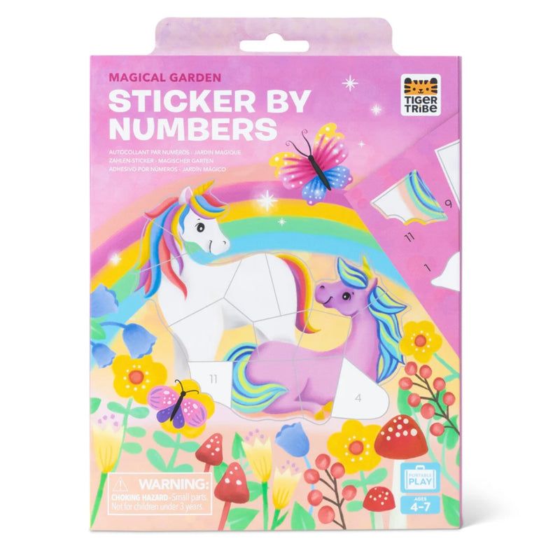 Tiger Tribe Magical Garden Sticker by Numbers Arts and Craft for Kids Fairy Unicorn and Castle Theme 4yrs+