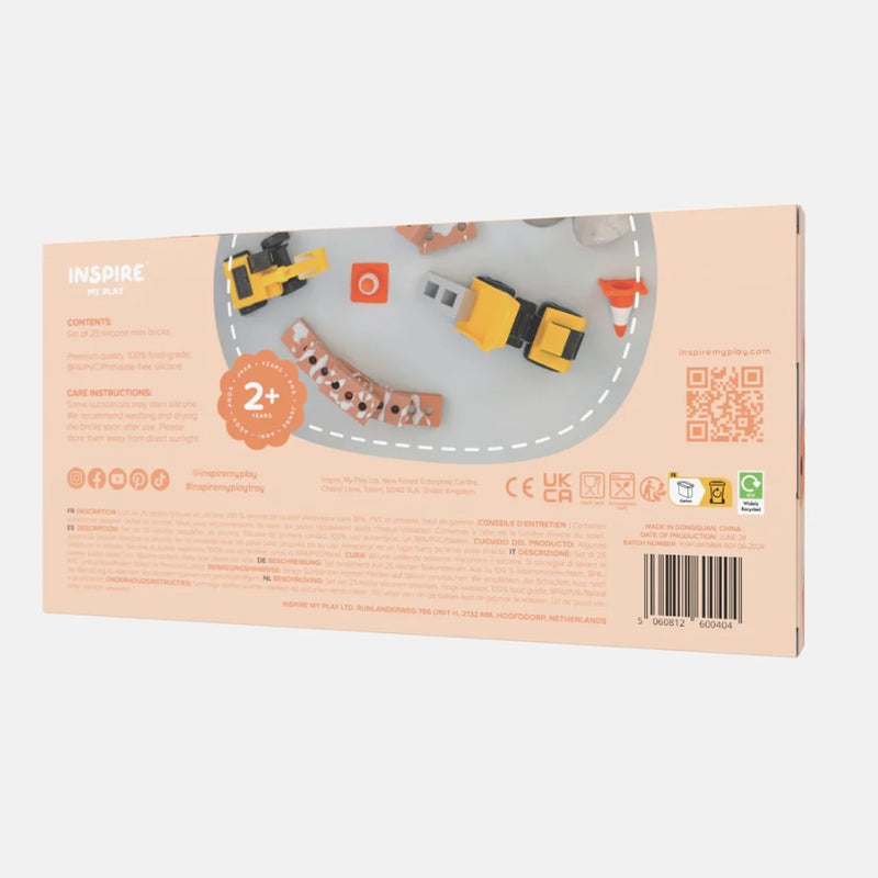 Inspire My Play Silicone Mini Bricks 25pcs Set Construction 2yrs+