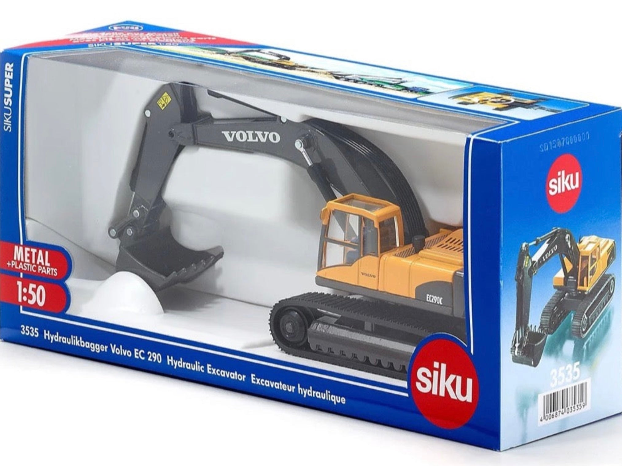 siku ミニカー 1/50 VOLVO ボルボ EC290Cショベル カー Siku Hydraulic Excavator Volvo EC290 Construction Toy Car 3yrs+