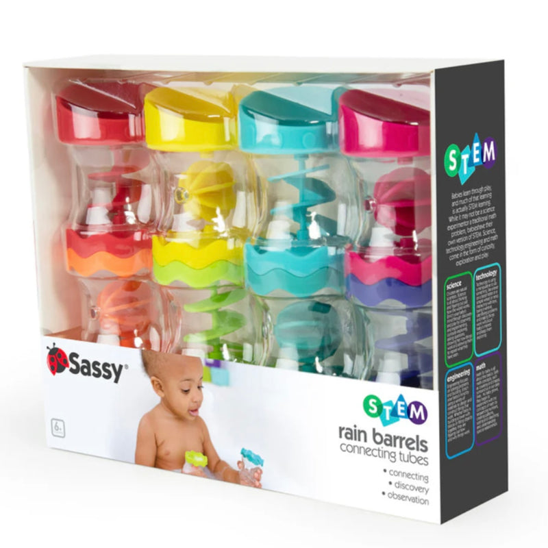 Rain Barrels Connecting Tubes Set of 8 by Sassy Sensory Baby Toys 6m+