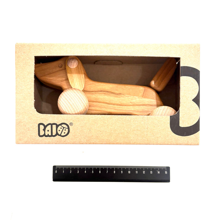 Dachshund Dog Natural Wood Push Along Roller by Bajo Toddler Toys 18m+