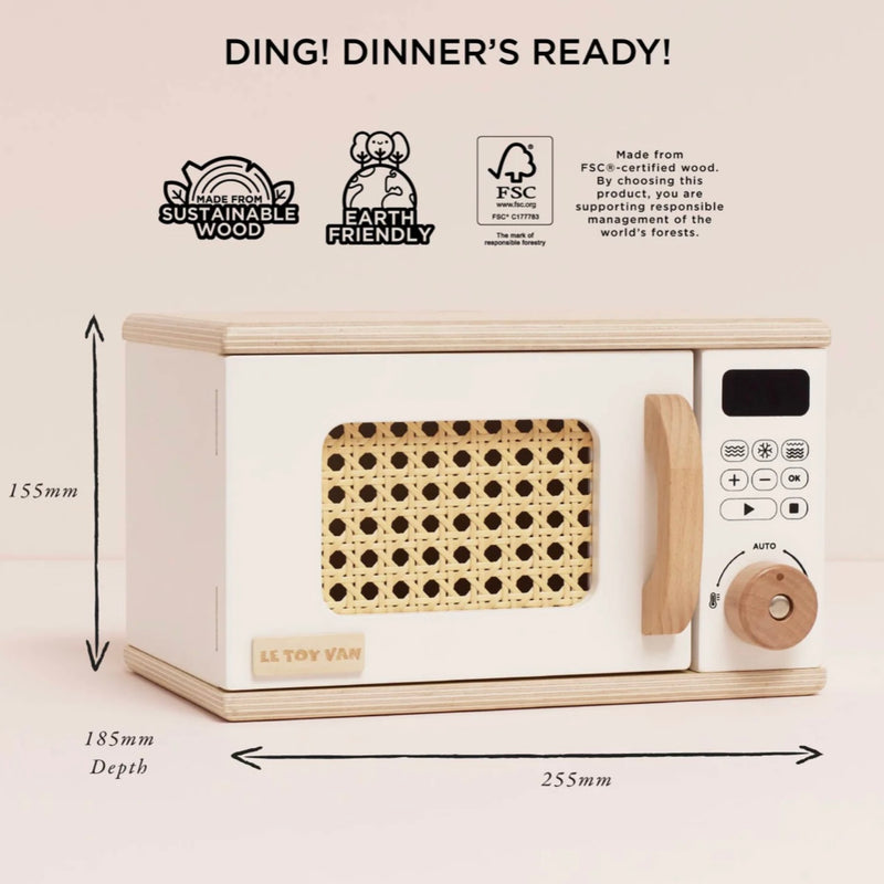 Le Toy Van Wooden Microwave Set Pretend & Imaginative Play Kitchen 3yrs+