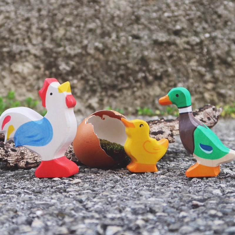 Holztiger Drake Duck Wooden Animals Farm Animal Toys Standing 3yrs+