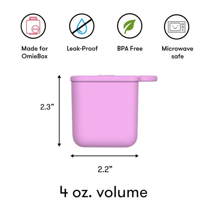 OMIEBOX Silicone Dip Containers 2pc 118ml 3 Colours Kids Lunchbox