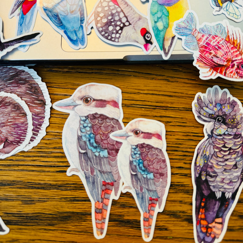 Australian Animal Large Vinyl Waterproof window wall decor Stickers Original Artworks Selected 10pcs Pack by Watercolour By Cat