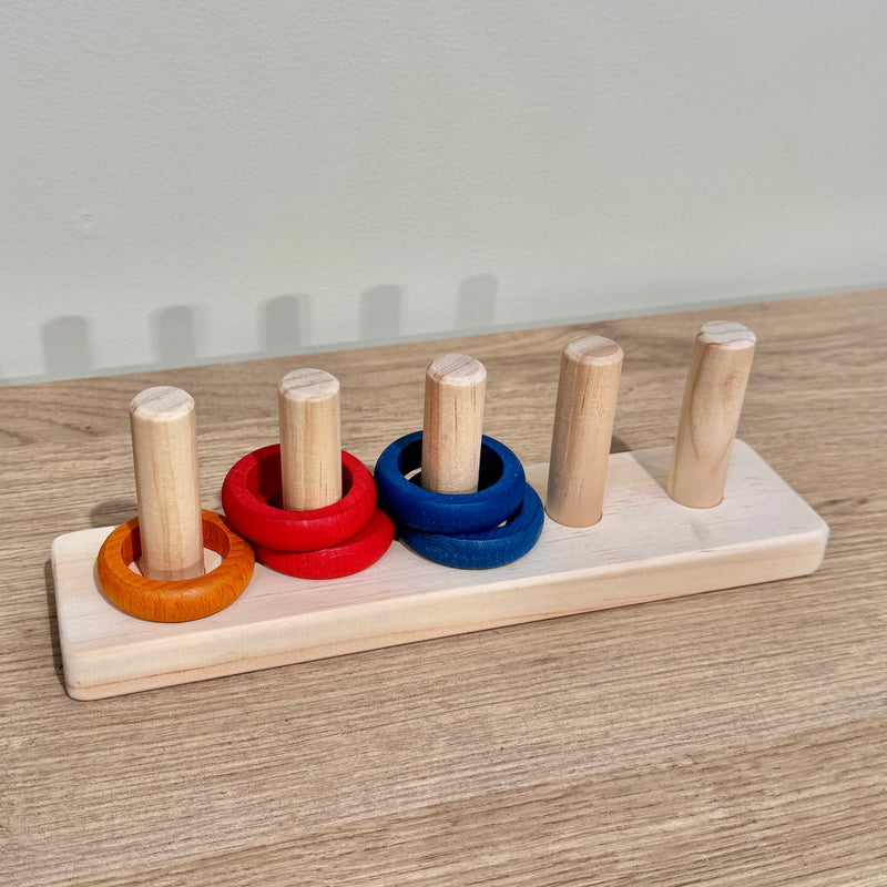 Montessori Wooden Finger Puppet Stand 5 Rods