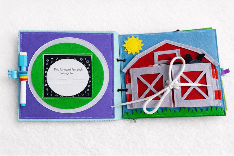 Wondertivity Farmyard Fun Busy Book Fabric Activity Book Kids Travel Toys 3yrs+