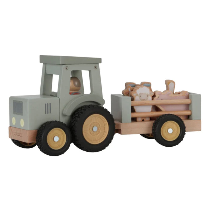 Little Farm Wooden Tractor With Trailer 10pcs by Little Dutch Toy Truck Wooden Toys Gift Idea for 18m+
