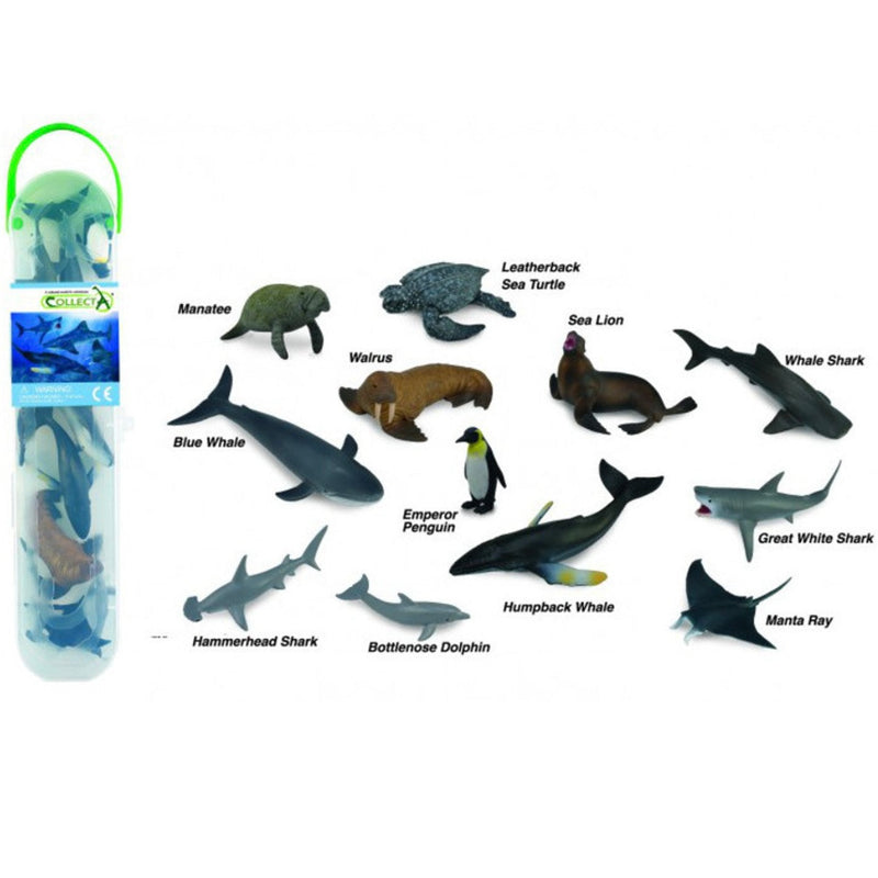 Marine Figurine Tube A Mini Ocean Sea Life Collection Gift Set 12pc by CollectA Animal Figurines 3yrs+
