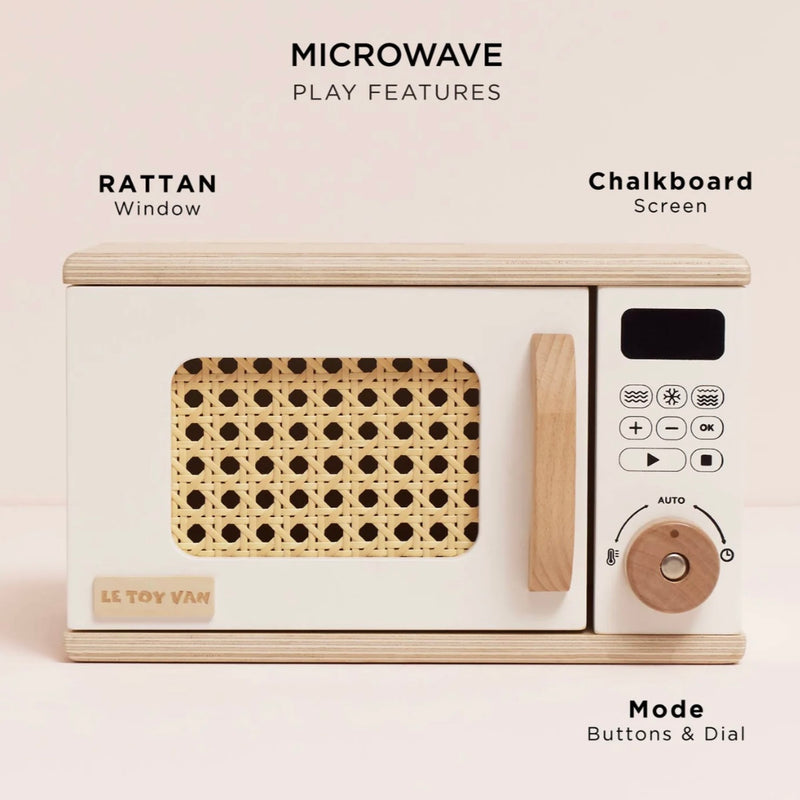 Le Toy Van Wooden Microwave Set Pretend & Imaginative Play Kitchen 3yrs+