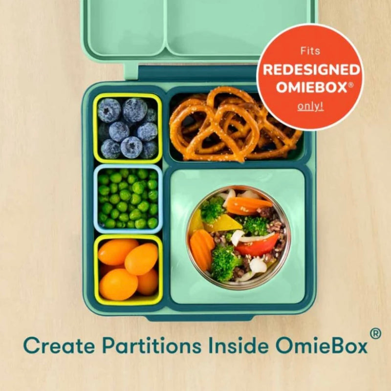 OMIEBOX Silicone Dip Containers 2pc 118ml 3 Colours Kids Lunchbox