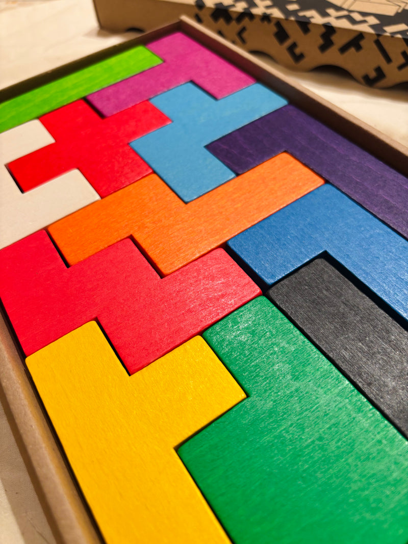 Bajo Pentomino Wooden Blocks Tiling Logical Thinking Concentration Puzzle Developmental Toys for Toddlers Math Games for Kids STEM Toys 2yrs+