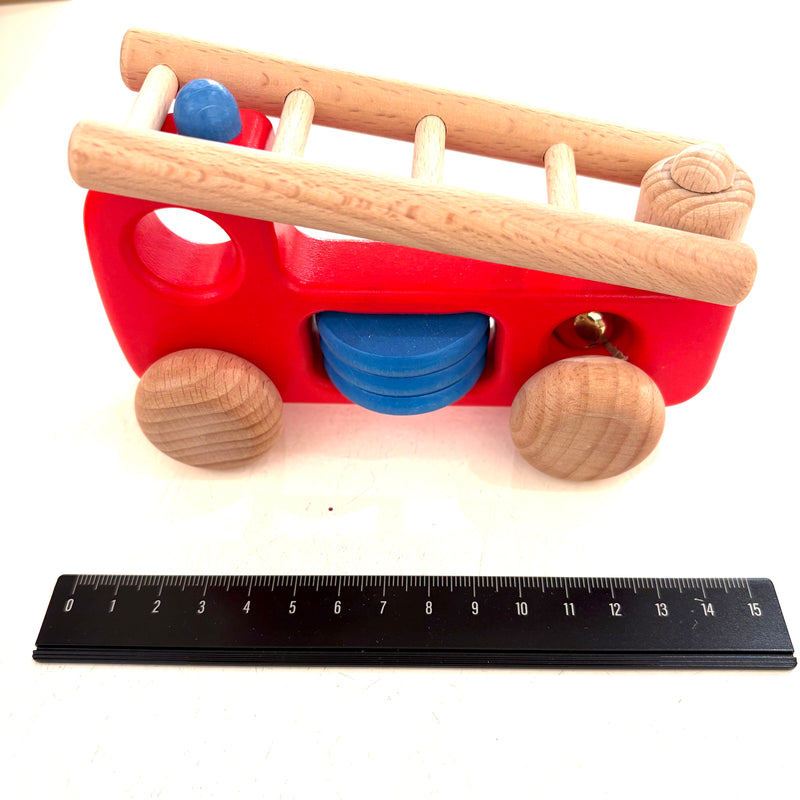 Fire Engine H1 with Hose Wooden Toy Car by Bajo Toddler Toys Car 18m+