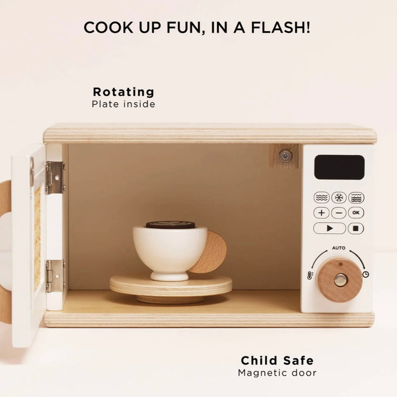 Le Toy Van Wooden Microwave Set Pretend & Imaginative Play Kitchen 3yrs+