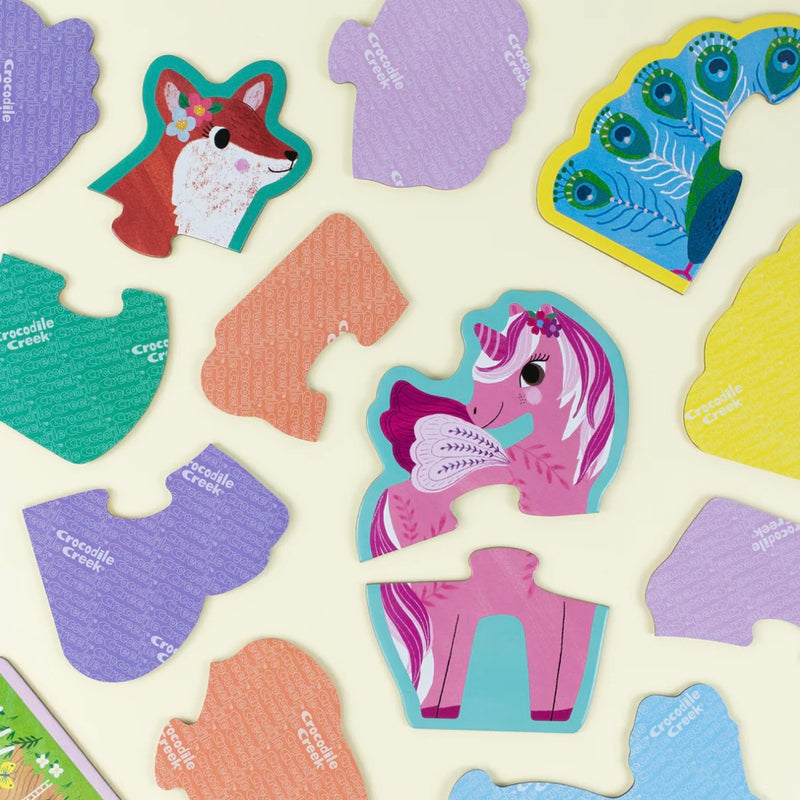Crocodile Creek Let’s Begin Unicorn 10 Beginner 2pc Jigsaw Puzzles Cognitive Developmental Toys for Toddlers Fairy Unicorn and Castle Theme 2yrs+