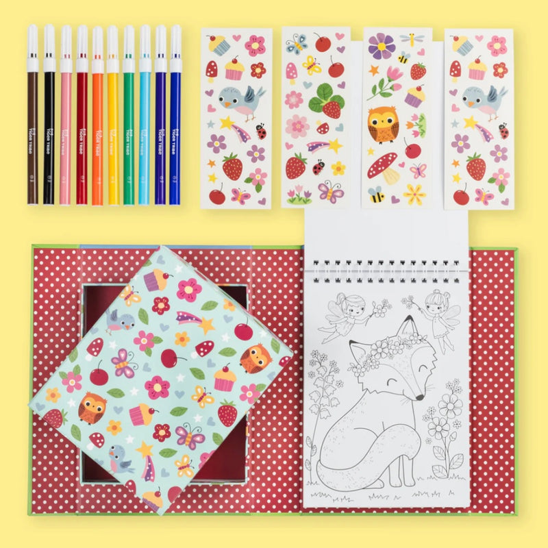 Tiger Tribe Colouring Set Forest Fairies Activity Book Art and Craft for kids Fairy Unicorn and Castle Theme 4yrs+