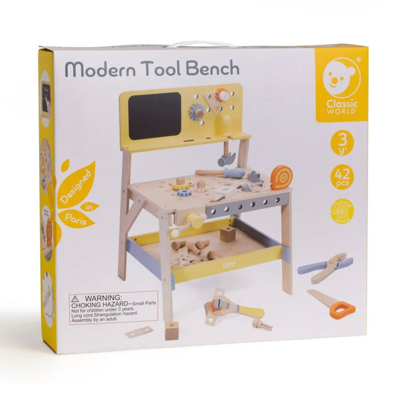 Classic World Wooden Modern Tool Bench Skills Developmental Toys for Toddlers 3yrs+