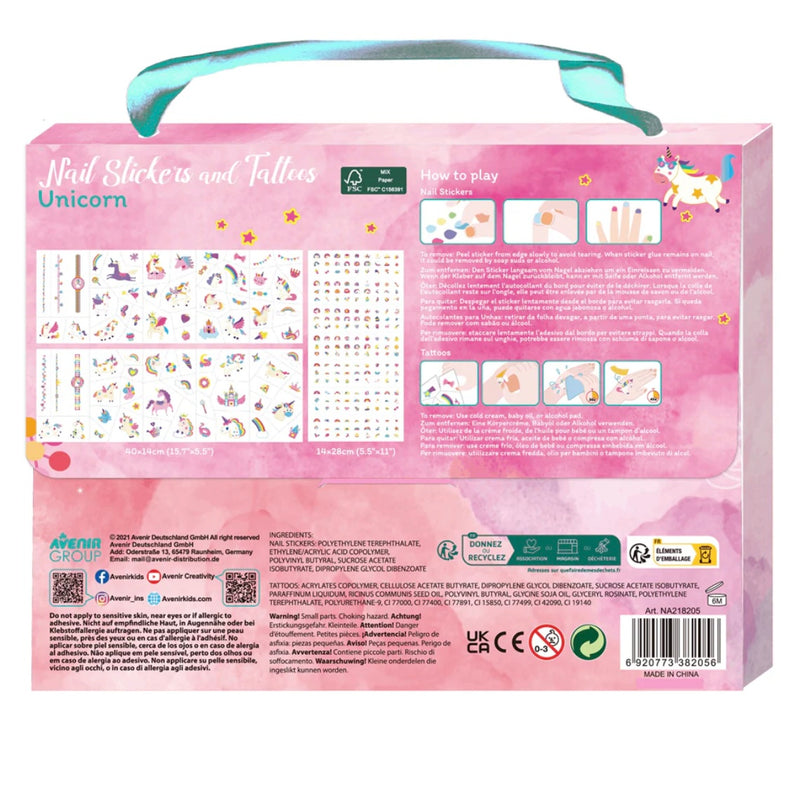 Avenir Unicorn Nail Sticker and Tattoos Makeup Best Seller Unicorn Toys Art and craft for kids Fairy Unicorn and Castle Theme 3yrs+