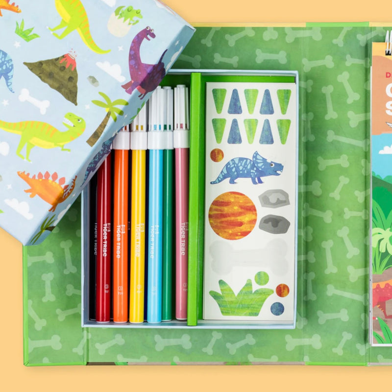 Tiger Tribe Colouring Set Dinosaurs Activity Book Art and Craft for kids Dinosaur and Dragon Theme 4yrs+