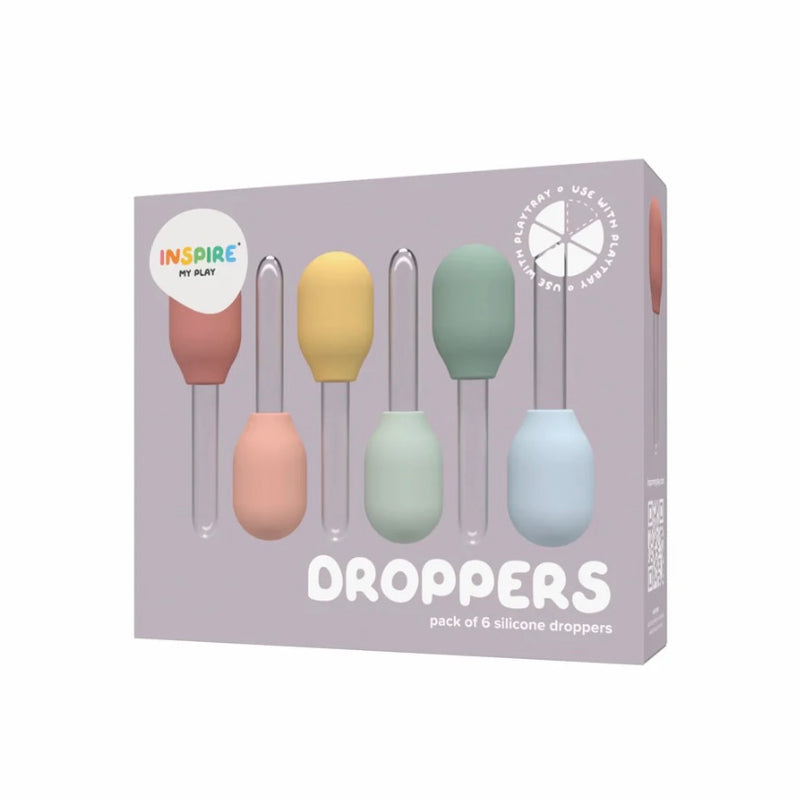 Inspire My Play Pastel Silicone Sensory Play Pipettes/Droppers 6pcs Motor Skills Developmental Toys Art and Craft for kids 2yrs+