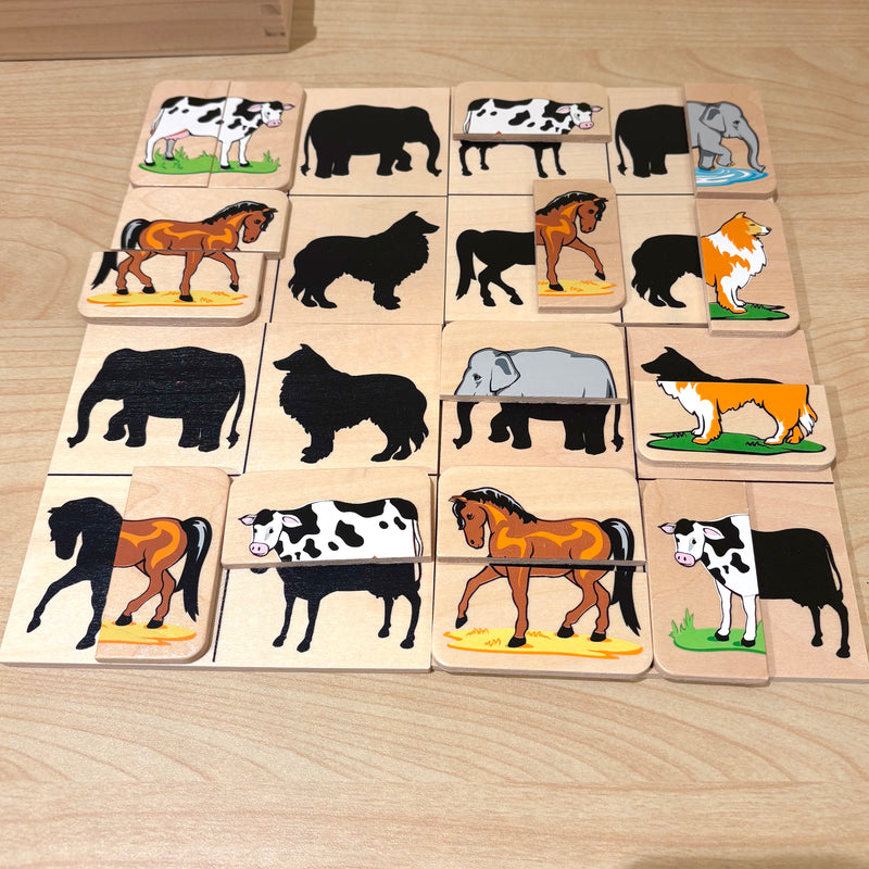 Fun Factory Animal Shadow 36pcs Wooden Matching Animal Puzzles Fine Motor Skills Cognitive Developmental Toys Gift Idea for 3yrs+