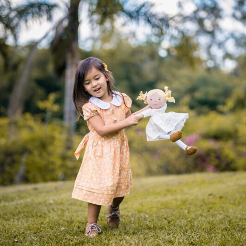 Bonikka Dolls Priscy with Blonde Hair & White Linen Dress Baby Toddler Plush Toys Baby Gifts Idea 0m+
