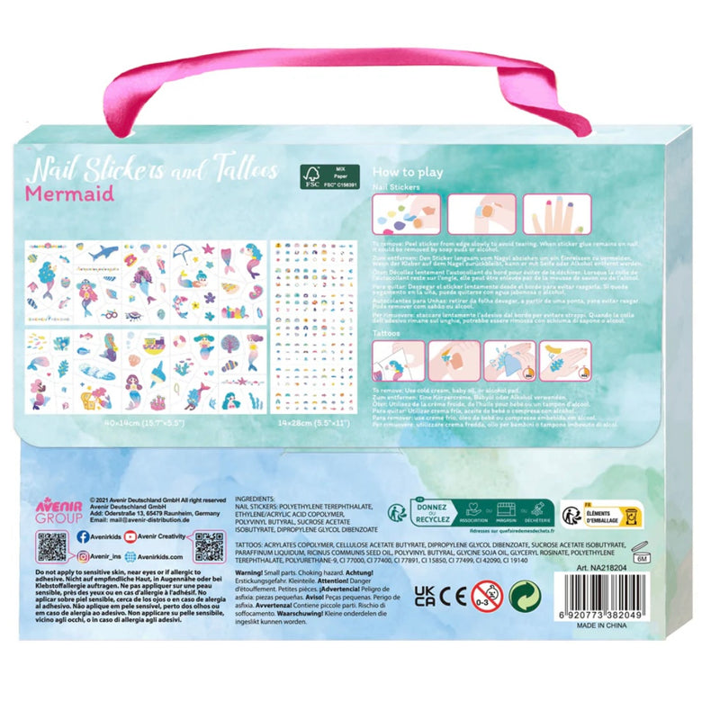 Avenir Mermaid Nail Sticker and Tattoos Makeup Art and craft for kids Best Seller Fairy Unicorn and Castle Theme 3yrs+