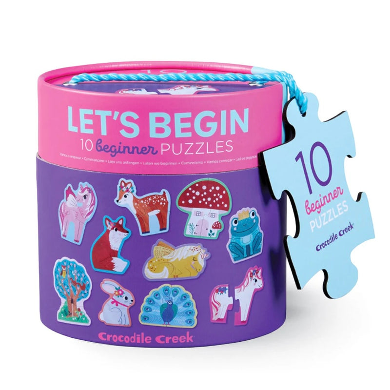 Crocodile Creek Let’s Begin Unicorn 10 Beginner 2pc Jigsaw Puzzles Cognitive Developmental Toys for Toddlers Fairy Unicorn and Castle Theme 2yrs+