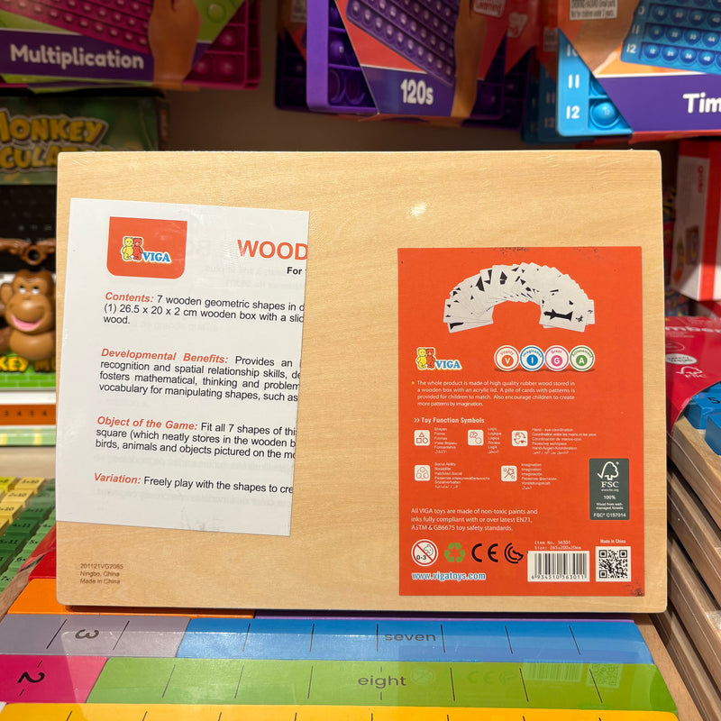 Viga Wooden Tangram Shape Puzzle Game Early 7pcs 3yrs+