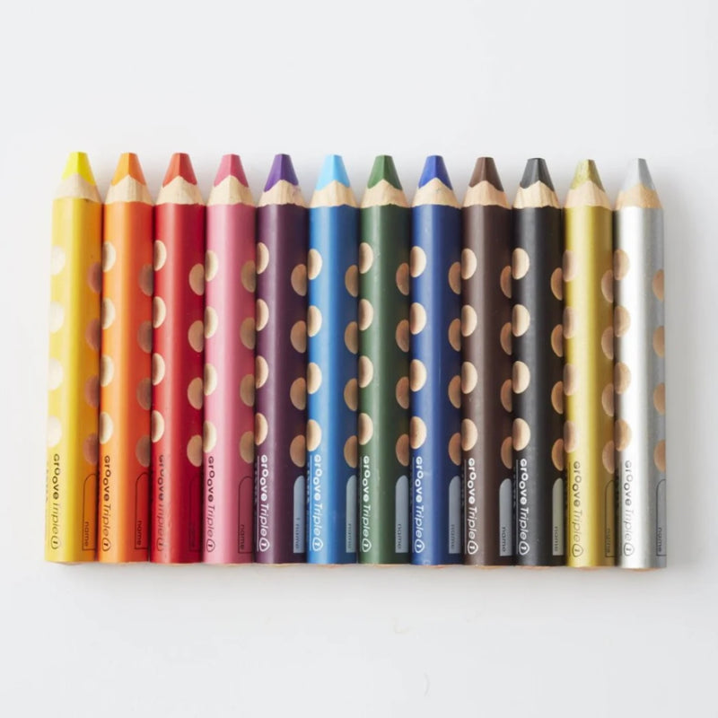 Lyra Groove Triple 3 in 1 Coloured Pencil, Crayon, and Watercolour 12 Pc Stationary Art and Craft Retired 3yrs+