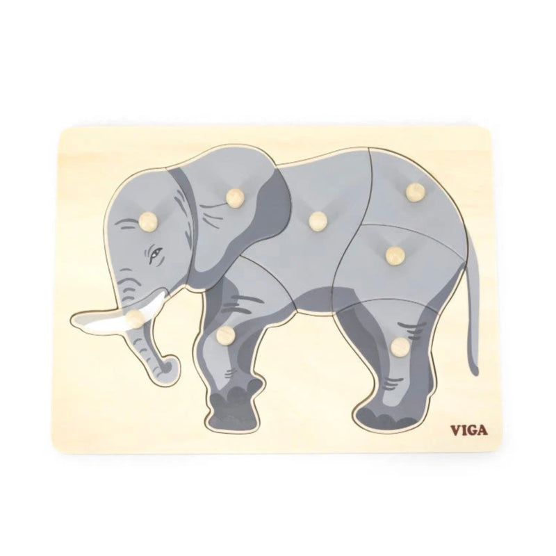 Viga Toys Montessori Wooden Elephant Knob Puzzle 8pcs Developmental Toys Baby Toys 18m+