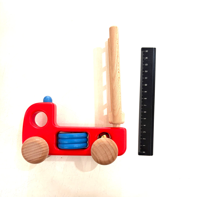 Fire Engine H1 with Hose Wooden Toy Car by Bajo Toddler Toys Car 18m+