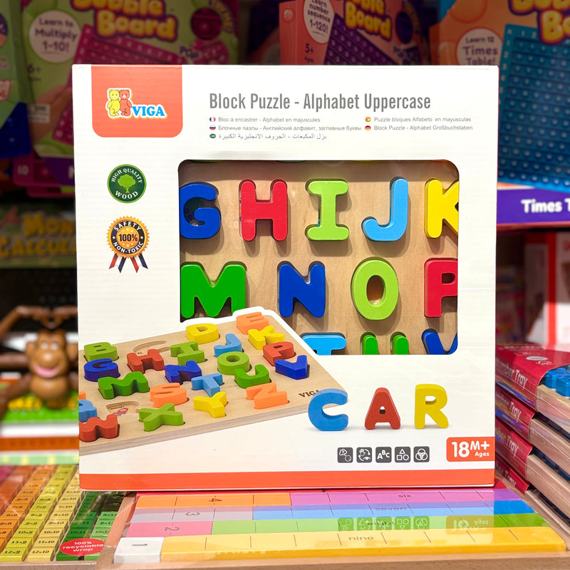 Viga Toys Wooden Alphabet Uppercase Block Puzzle Early Literacy Developmental Toys Toddler Toys 18m+