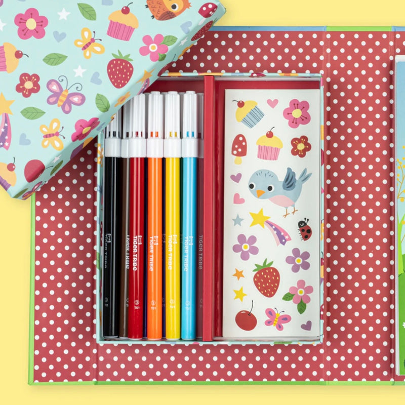 Tiger Tribe Colouring Set Forest Fairies Activity Book Art and Craft for kids Fairy Unicorn and Castle Theme 4yrs+