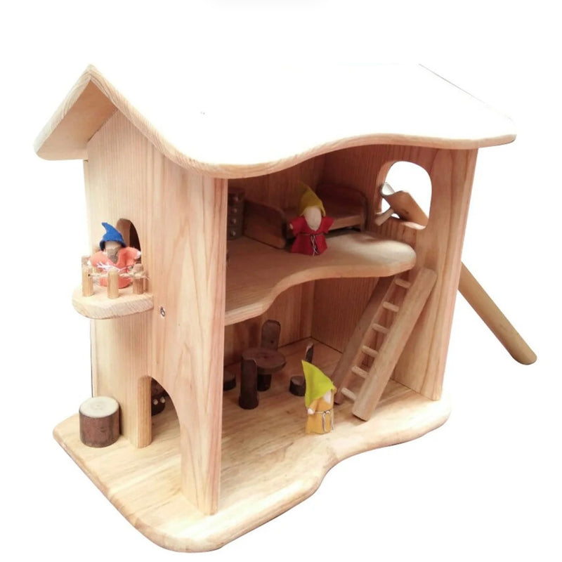 Qtoys Two Story Cottage House Rubberwood Pretend and Imaginative Play 2yrs+ (Bulky Shipping)