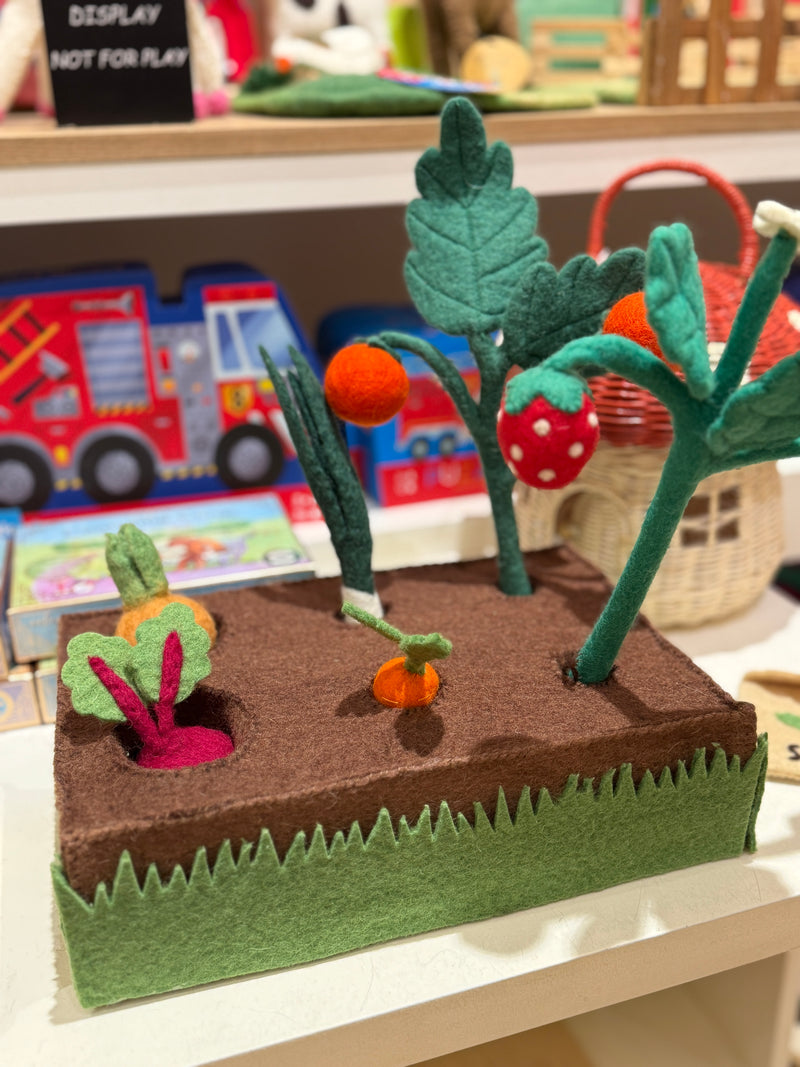 Tara Treasures Felt Garden Planter Box With Spout and Vegetables Pretend and Imaginative Play Farm Toys 3yrs+