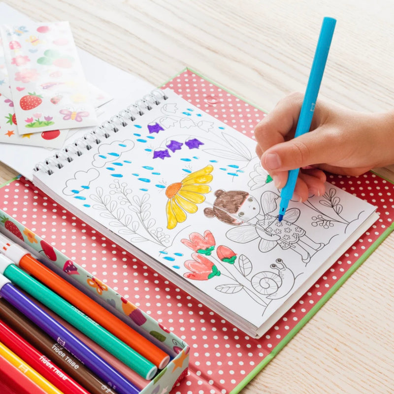 Tiger Tribe Colouring Set Forest Fairies Activity Book Art and Craft for kids Fairy Unicorn and Castle Theme 4yrs+