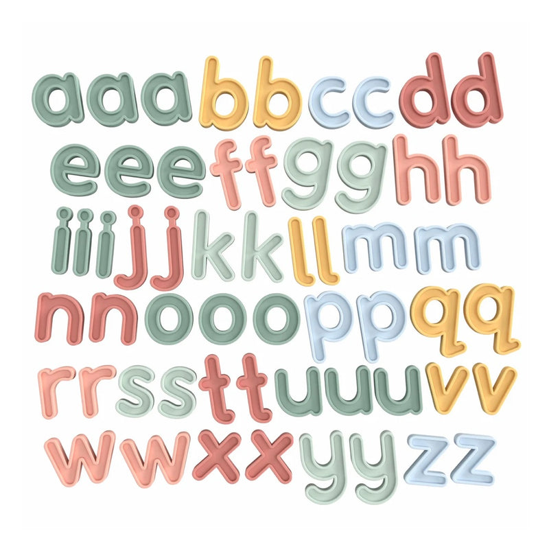 Inspire My Play Lowercase Letter Silicone Alphabet Spelling Set 57pcs with Storage Bag Early Literacy 3yrs+