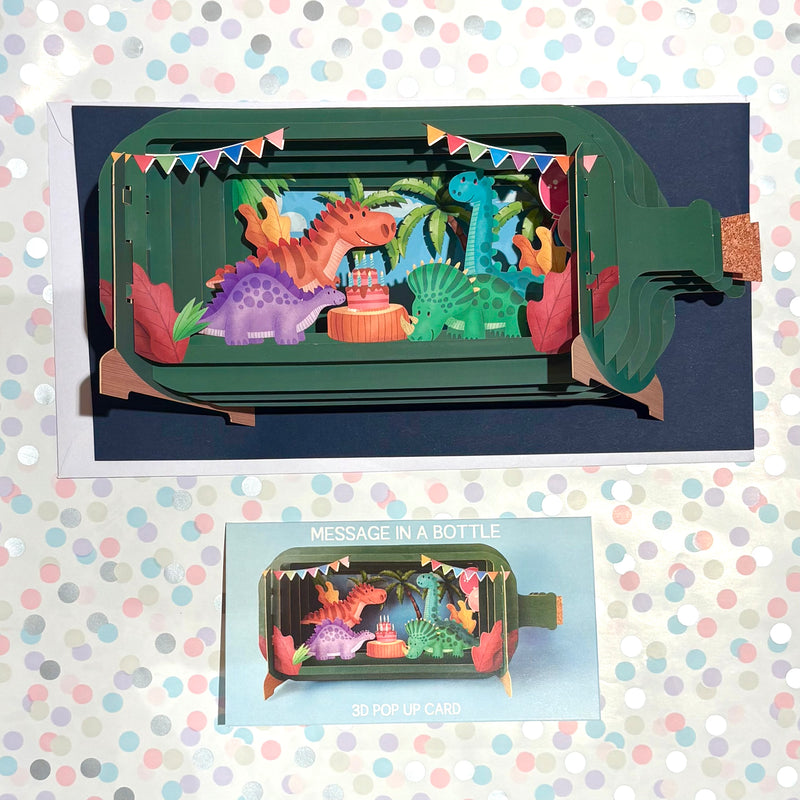 Dinosaur Party 3D Pop Up Greeting Card by Alljoy Design Birthday card