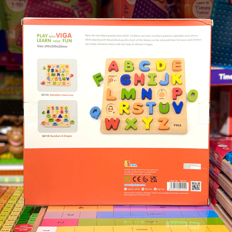 Viga Toys Wooden Alphabet Uppercase Block Puzzle Early Literacy Developmental Toys Toddler Toys 18m+