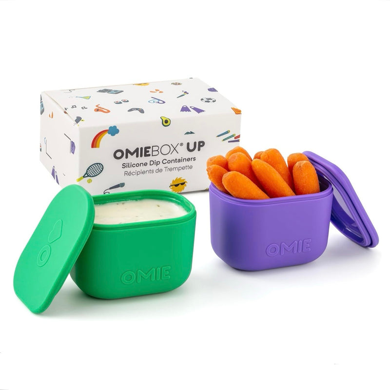 OMIEBOX Up Silicone Dip Containers 2pc 135ml 2 Colours Kids Lunchbox