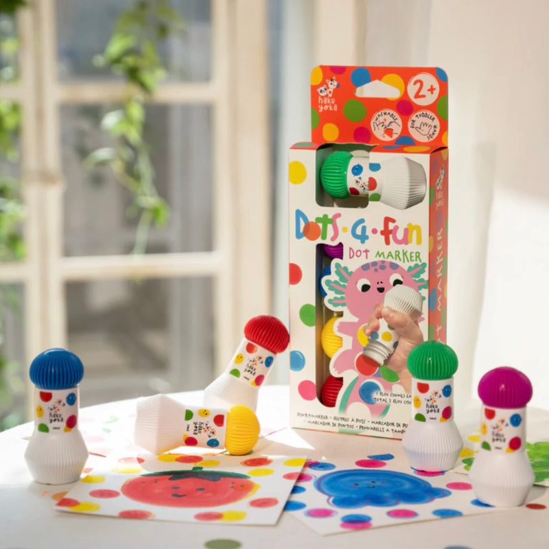 Haku Yoka Dots 4 Fun Rainbow Dot Markers Set of 5 Art and Craft for Kids 2yrs+
