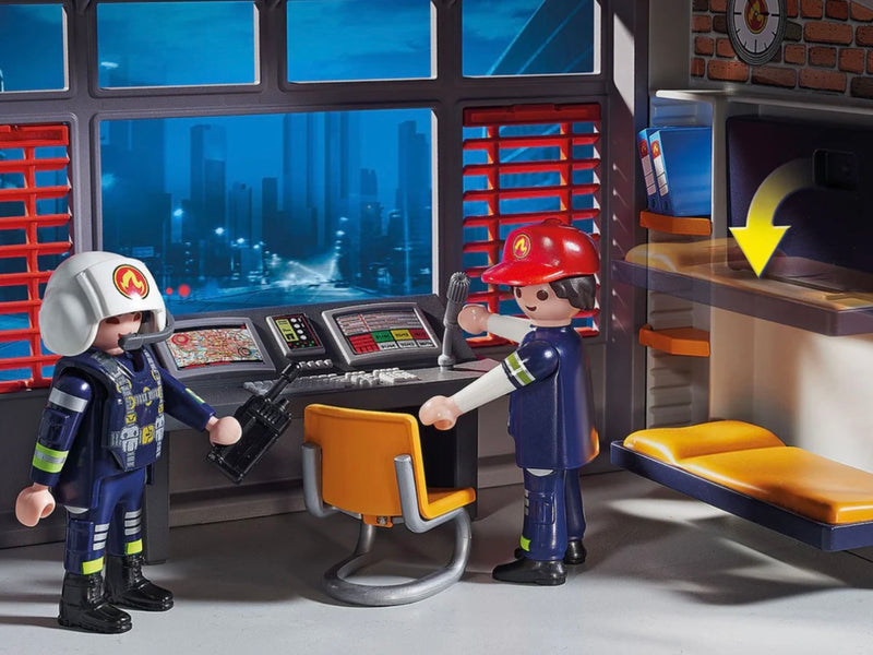 Playmobil City Action Fire Station Full Set with Fire Alarm fire fighter and helicopter toy Gift Idea 4yrs+
