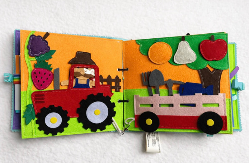 Wondertivity Farmyard Fun Busy Book Fabric Activity Book Kids Travel Toys 3yrs+