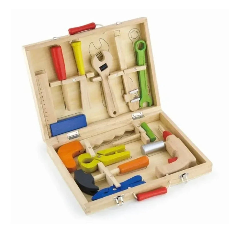 Viga Toys Wooden Tool Box 12pcs Set Pretend and Imaginative Play STEM Toys 3yrs+