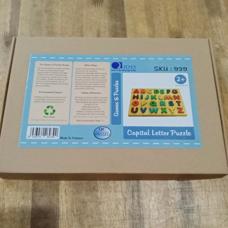 Qtoys Rainbow Capital Letter Puzzle Early Literacy Cognitive Developmental Toys for Toddlers 2yrs+