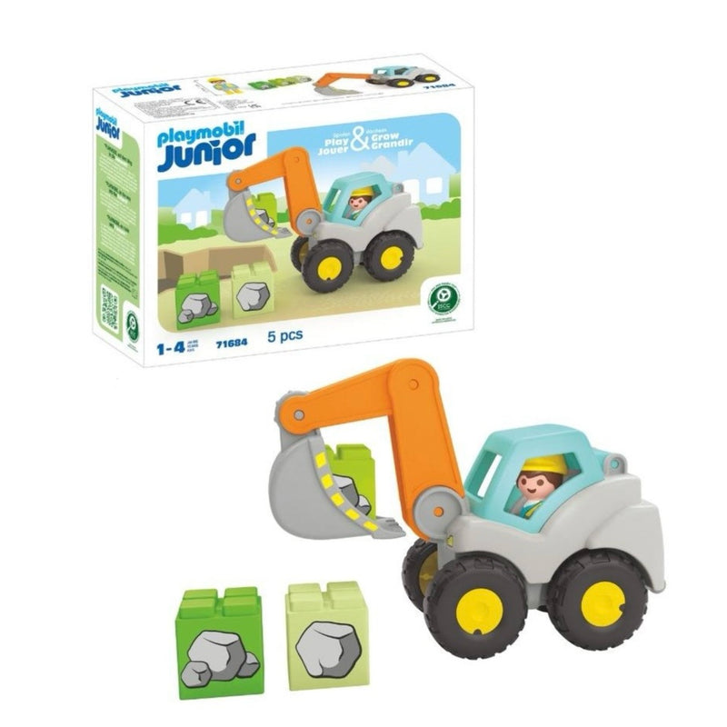 Playmobil Junior Shovel Excavator Construction Playset of 5 Toddlers Gifts Idea 12m+