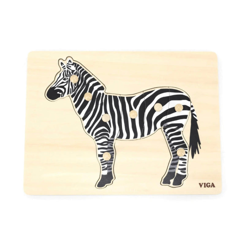 Viga Montessori Wooden Zebra Knob Puzzle 8pcs Developmental Toys Baby Toys 18m+