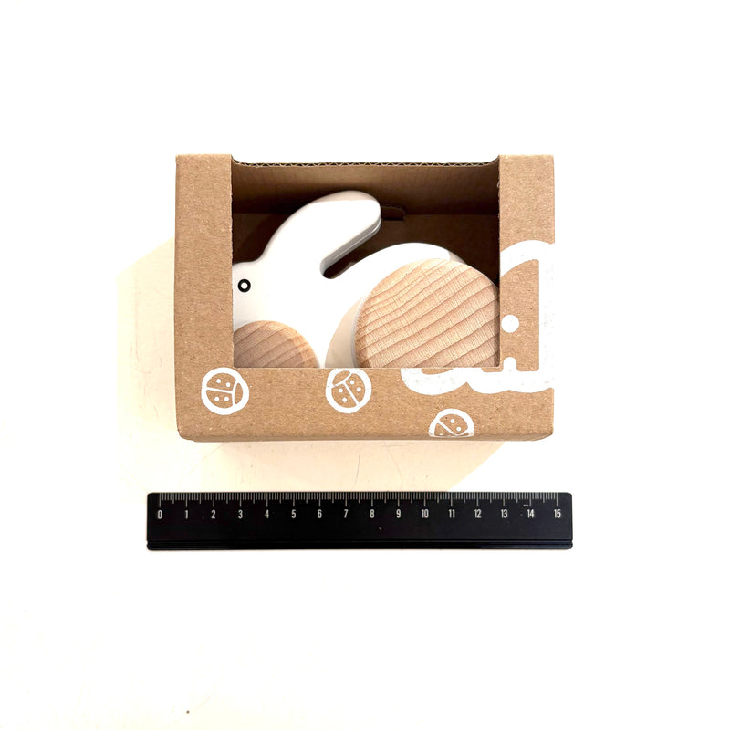 Small White Rabbit Wooden Push Along Roller by Bajo Developmental Toys for Toddlers Baby Toys 12m+